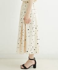 NHHJU81250 GIANNI LO GIUDICE(小さいサイズ)(メゾン ドゥ サンク) [セットアップ対応]スラブコットンドット刺繍タックギャザースカート アイボリー