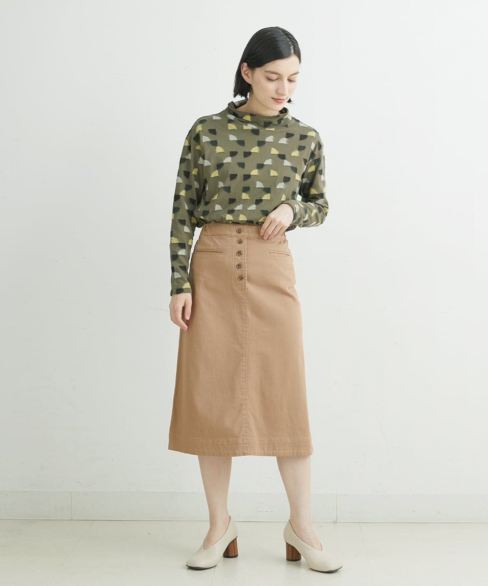 NHHLD60150 GIANNI LO GIUDICE(小さいサイズ)(メゾン ドゥ サンク) 【洗える】チノストレッチセミフレアスカート ベージュ