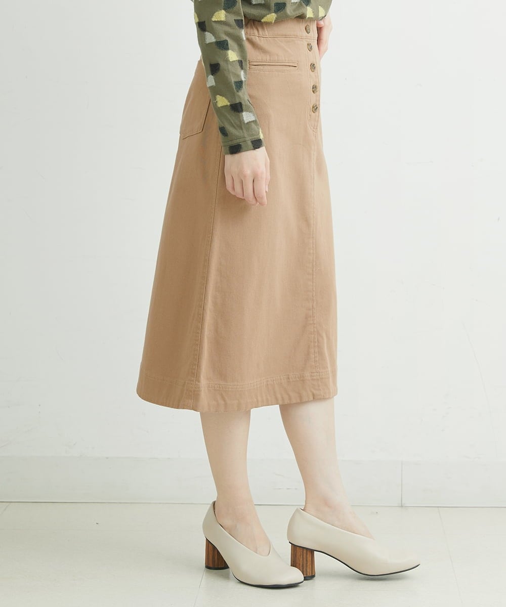 NHHLD60150 GIANNI LO GIUDICE(小さいサイズ)(メゾン ドゥ サンク) 【洗える】チノストレッチセミフレアスカート ベージュ
