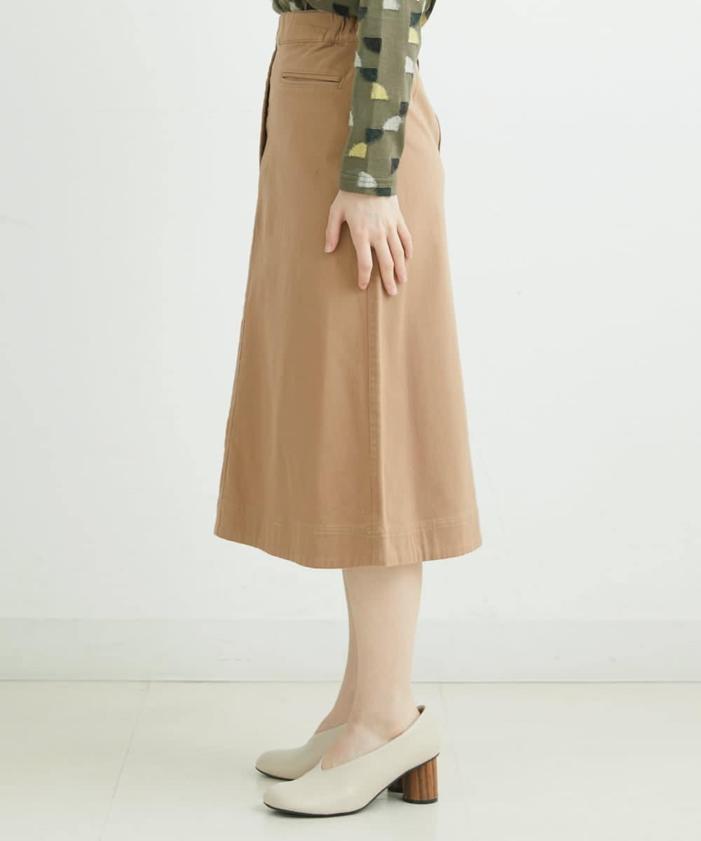 NHHLD60150 GIANNI LO GIUDICE(小さいサイズ)(メゾン ドゥ サンク) 【洗える】チノストレッチセミフレアスカート ベージュ