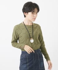 NHKAA06180 GIANNI LO GIUDICE(小さいサイズ)(メゾン ドゥ サンク) [日本製]ウェーブタックボーダーカットソー アイボリー
