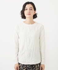NHKAA06180 GIANNI LO GIUDICE(小さいサイズ)(メゾン ドゥ サンク) [日本製]ウェーブタックボーダーカットソー アイボリー