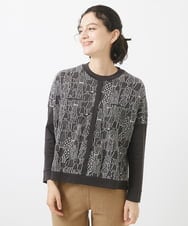 NHKAB11330 GIANNI LO GIUDICE(小さいサイズ)(メゾン ドゥ サンク) [日本製]うしろ姿柄ジャカードプルオーバー ブラック系
