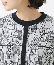 NHKAB11330 GIANNI LO GIUDICE(小さいサイズ)(メゾン ドゥ サンク) [日本製]うしろ姿柄ジャカードプルオーバー ブラック系