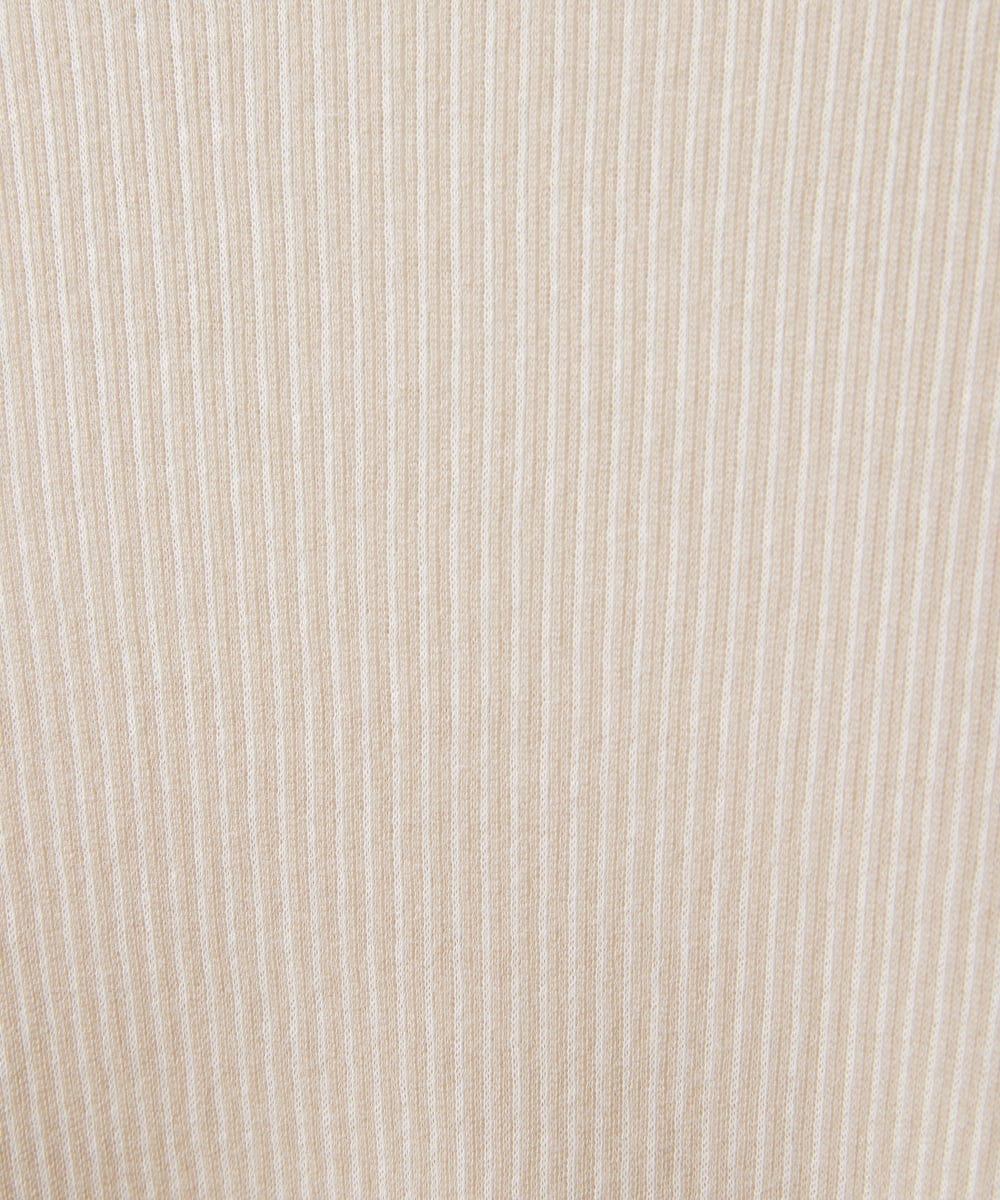 NHKAC83080 GIANNI LO GIUDICE(小さいサイズ)(メゾン ドゥ サンク) エアーコットンストライプハイネックカットソー ベージュ系