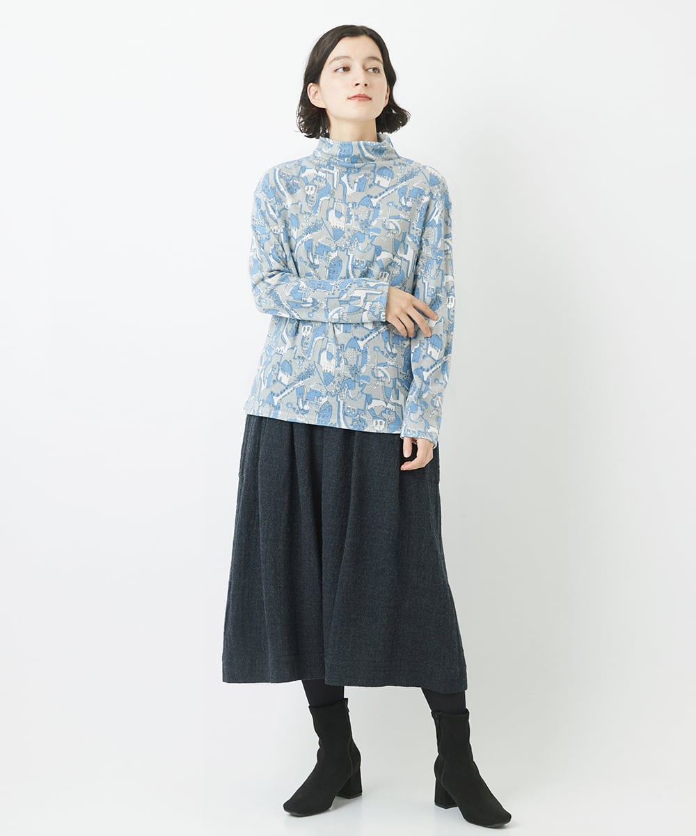 NHKAC92160 GIANNI LO GIUDICE(小さいサイズ)(メゾン ドゥ サンク) マッププリントハイネックカットソー ピンク系