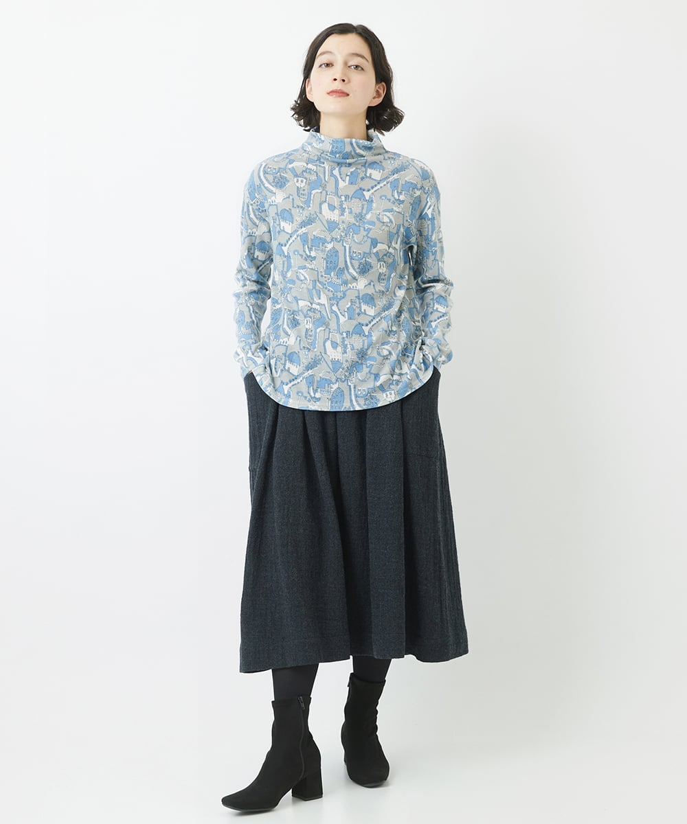 NHKAC92160 GIANNI LO GIUDICE(小さいサイズ)(メゾン ドゥ サンク) マッププリントハイネックカットソー ピンク系