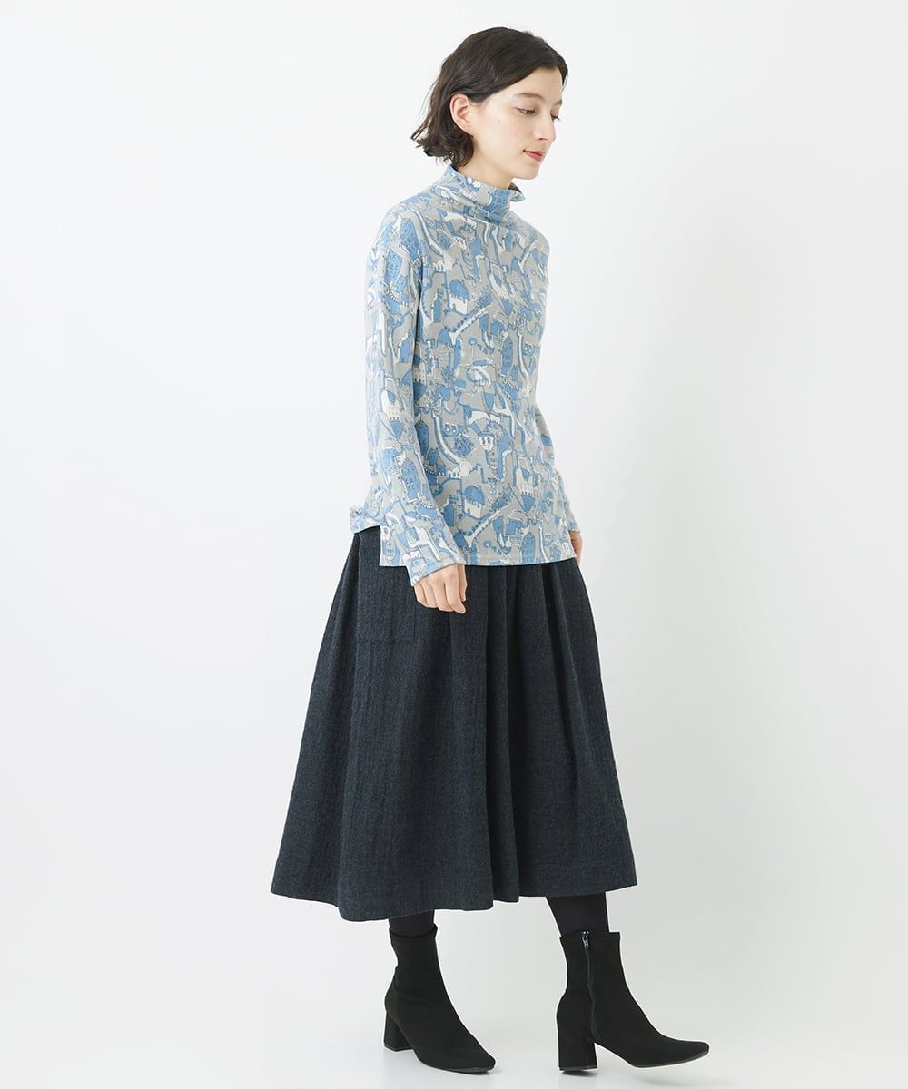 NHKAC92160 GIANNI LO GIUDICE(小さいサイズ)(メゾン ドゥ サンク) マッププリントハイネックカットソー ピンク系