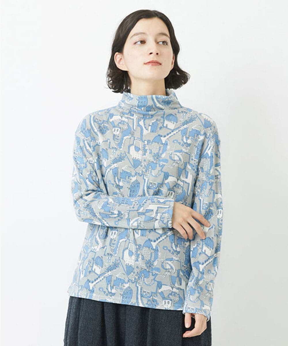 NHKAC92160 GIANNI LO GIUDICE(小さいサイズ)(メゾン ドゥ サンク) マッププリントハイネックカットソー ピンク系