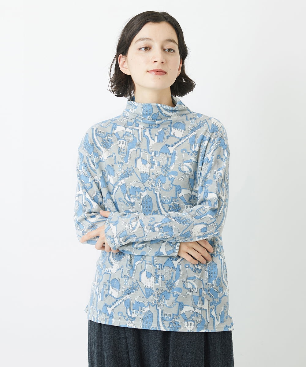 NHKAC92160 GIANNI LO GIUDICE(小さいサイズ)(メゾン ドゥ サンク) マッププリントハイネックカットソー ピンク系