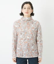 NHKAC92160 GIANNI LO GIUDICE(小さいサイズ)(メゾン ドゥ サンク) マッププリントハイネックカットソー ピンク系