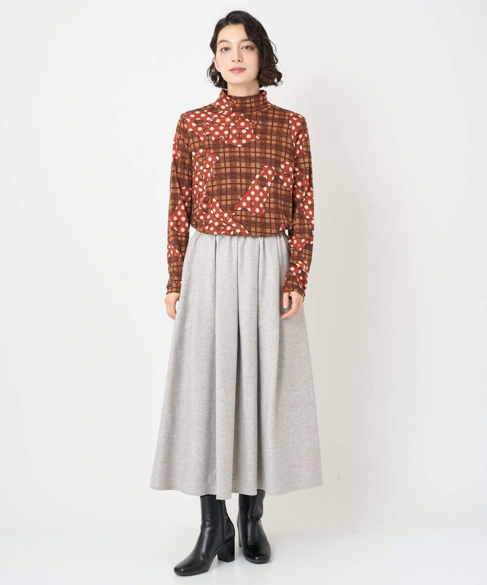 NHKAE11230 GIANNI LO GIUDICE(小さいサイズ)(メゾン ドゥ サンク) [日本製]ウールガーゼ天竺イタリアプリントカットソー ブルー系