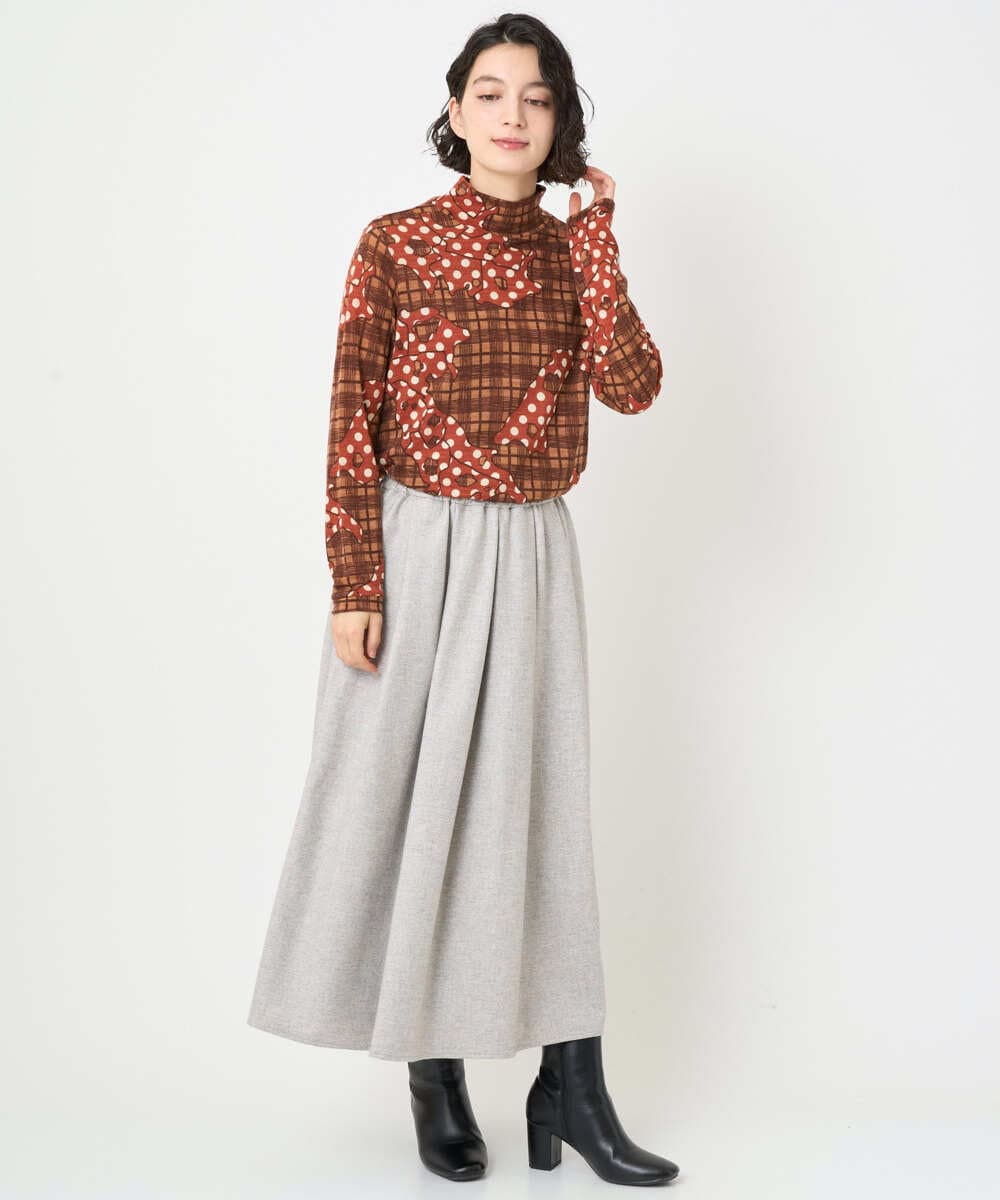 NHKAE11230 GIANNI LO GIUDICE(小さいサイズ)(メゾン ドゥ サンク) [日本製]ウールガーゼ天竺イタリアプリントカットソー ブルー系