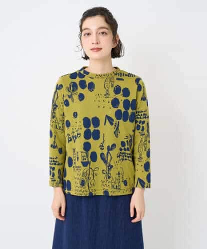 NHKAE12210 GIANNI LO GIUDICE(小さいサイズ) [日本製]幾何柄両面選針カットソー