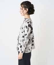 NHKAE12210 GIANNI LO GIUDICE(小さいサイズ)(メゾン ドゥ サンク) [日本製]幾何柄両面選針カットソー ライトグレー