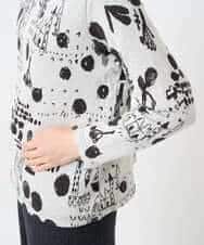 NHKAE12210 GIANNI LO GIUDICE(小さいサイズ)(メゾン ドゥ サンク) [日本製]幾何柄両面選針カットソー ライトグレー