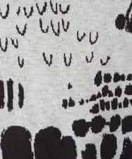 NHKAE12210 GIANNI LO GIUDICE(小さいサイズ)(メゾン ドゥ サンク) [日本製]幾何柄両面選針カットソー ライトグレー