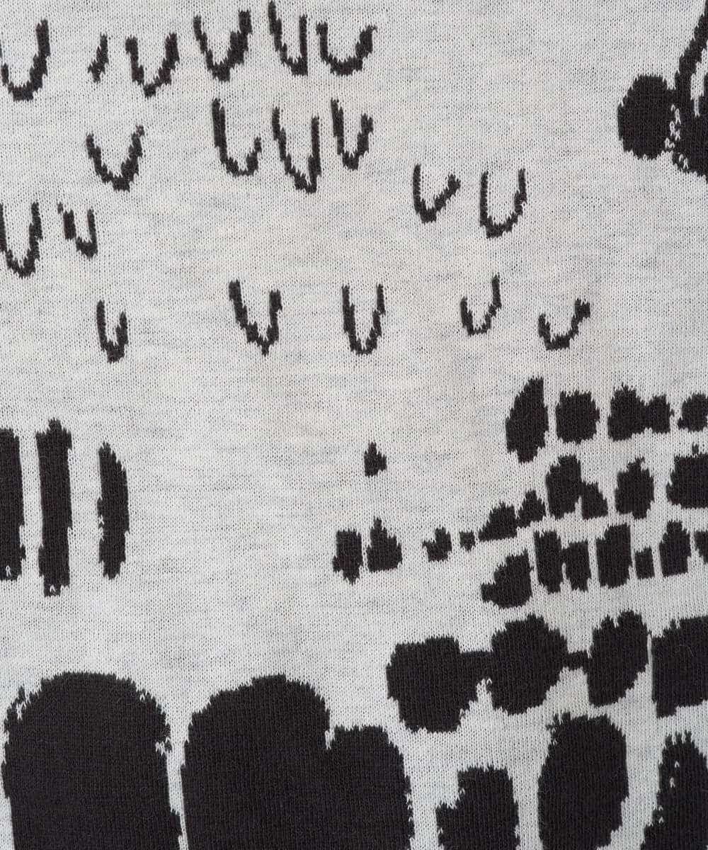 NHKAE12210 GIANNI LO GIUDICE(小さいサイズ)(メゾン ドゥ サンク) [日本製]幾何柄両面選針カットソー ライトグレー