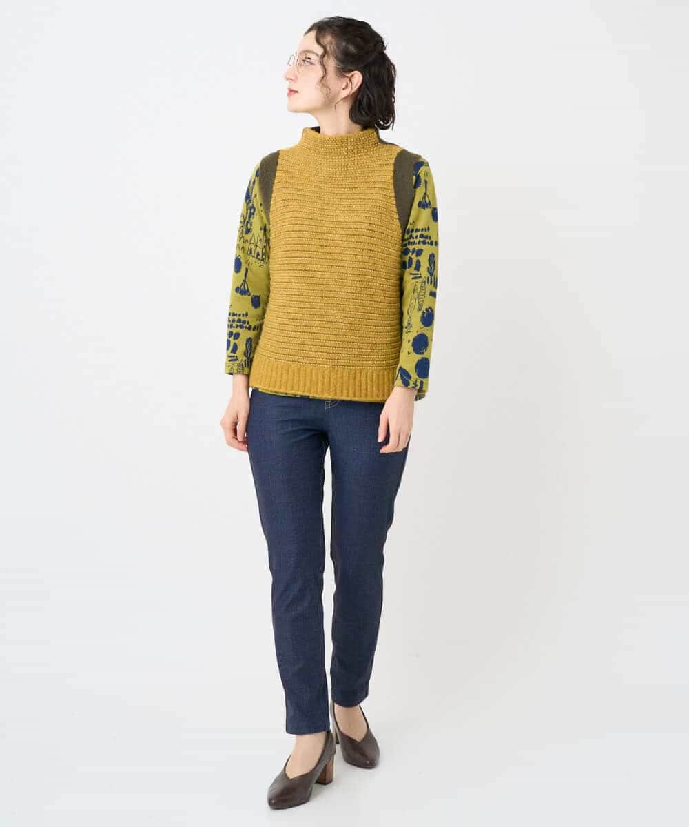 NHKAE12210 GIANNI LO GIUDICE(小さいサイズ)(メゾン ドゥ サンク) [日本製]幾何柄両面選針カットソー ライトグレー