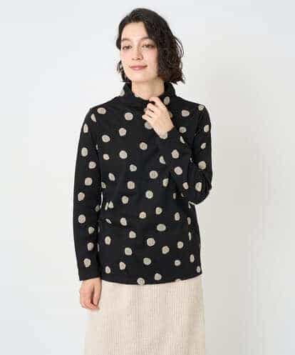 NHKAE22180 GIANNI LO GIUDICE(小さいサイズ) [日本製]先染め接結ドットジャガードカットソー