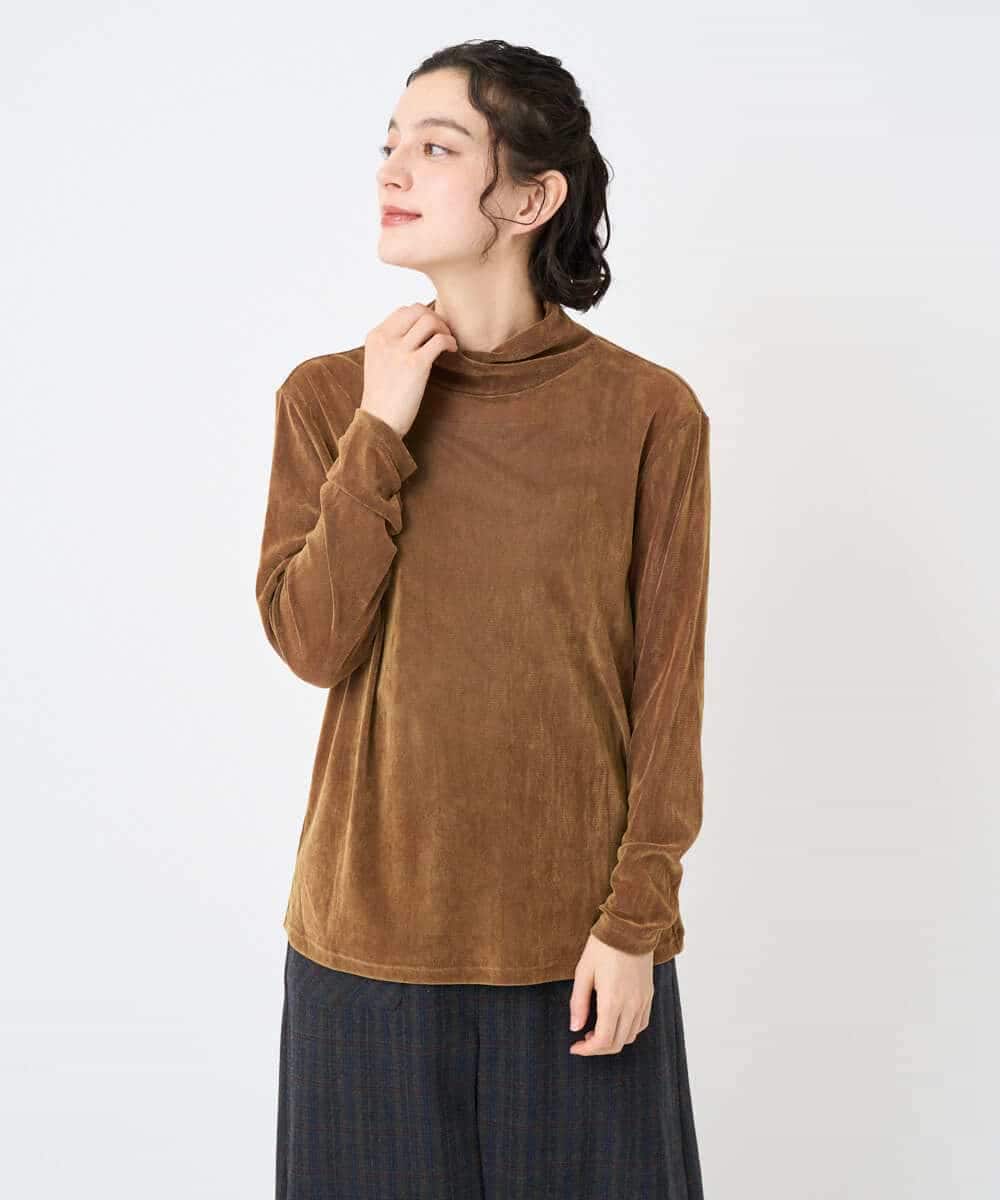 NHKAE40180 GIANNI LO GIUDICE(小さいサイズ)(メゾン ドゥ サンク) [日本製]タマムシパイルフロッキーカットソー ブラウン