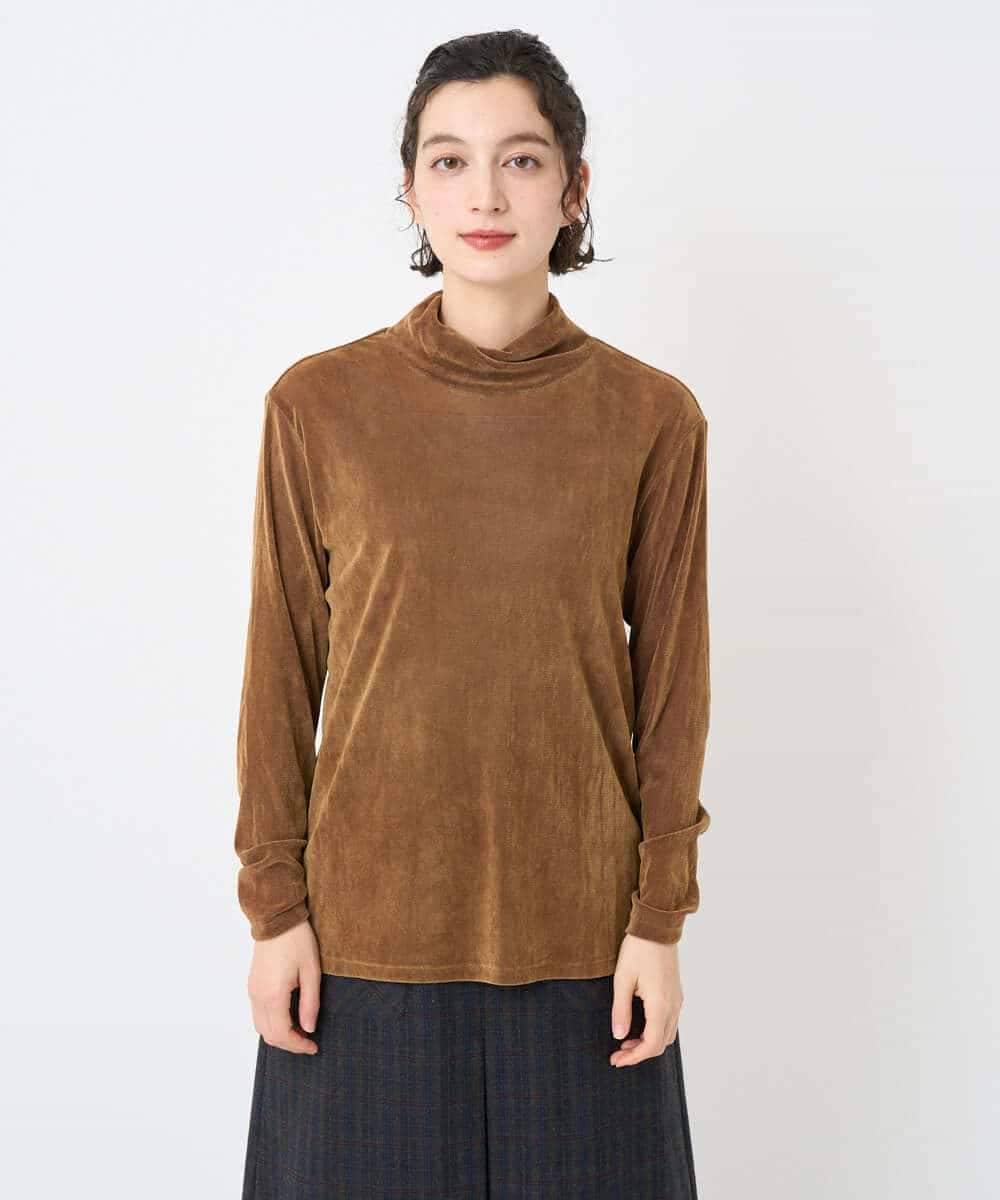 NHKAE40180 GIANNI LO GIUDICE(小さいサイズ)(メゾン ドゥ サンク) [日本製]タマムシパイルフロッキーカットソー ブラウン