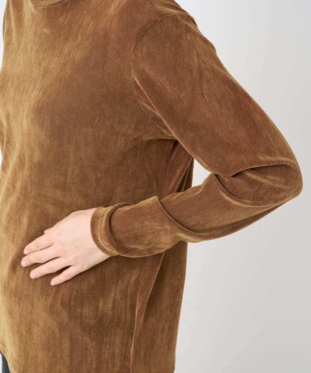 NHKAE40180 GIANNI LO GIUDICE(小さいサイズ)(メゾン ドゥ サンク) [日本製]タマムシパイルフロッキーカットソー ブラウン