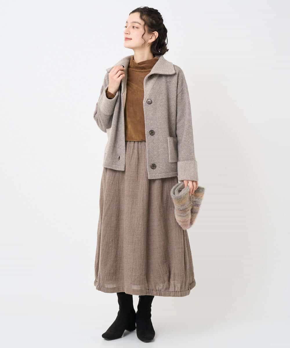 NHKAE40180 GIANNI LO GIUDICE(小さいサイズ)(メゾン ドゥ サンク) [日本製]タマムシパイルフロッキーカットソー ブラウン