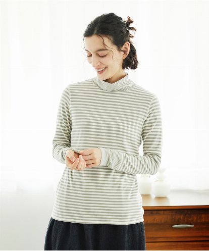 NHKAF41180 GIANNI LO GIUDICE(小さいサイズ) [日本製]ラグウォームボーダーカットソー