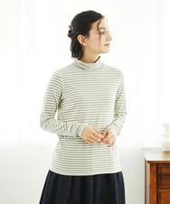 NHKAF41180 GIANNI LO GIUDICE(小さいサイズ)(メゾン ドゥ サンク) [日本製]ラグウォームボーダーカットソー ライトグレー