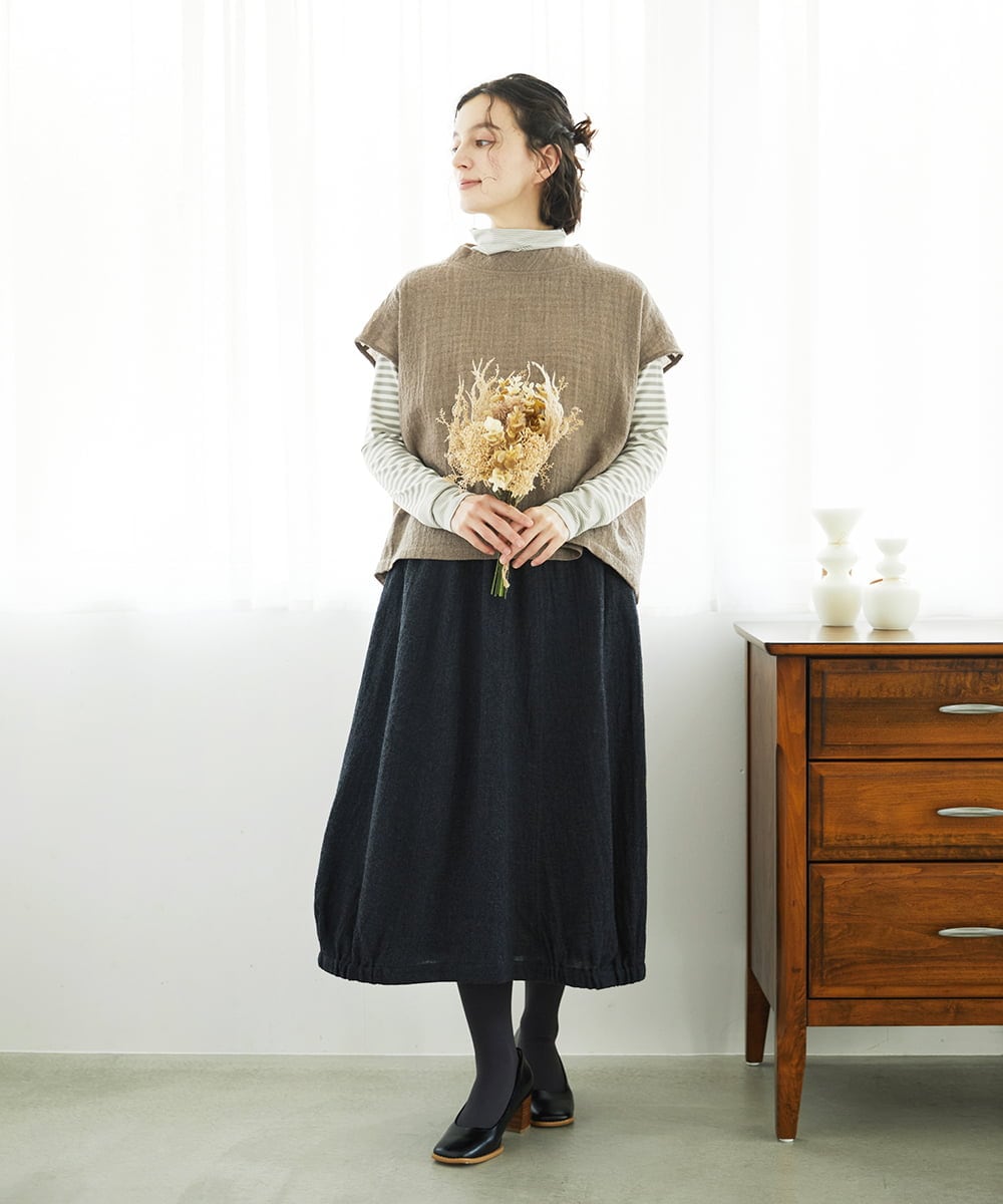 NHKAF41180 GIANNI LO GIUDICE(小さいサイズ)(メゾン ドゥ サンク) [日本製]ラグウォームボーダーカットソー ライトグレー