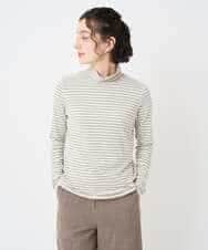 NHKAF41180 GIANNI LO GIUDICE(小さいサイズ)(メゾン ドゥ サンク) [日本製]ラグウォームボーダーカットソー ライトグレー