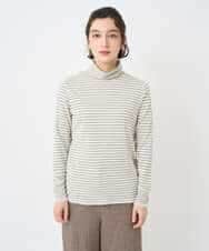 NHKAF41180 GIANNI LO GIUDICE(小さいサイズ)(メゾン ドゥ サンク) [日本製]ラグウォームボーダーカットソー ライトグレー