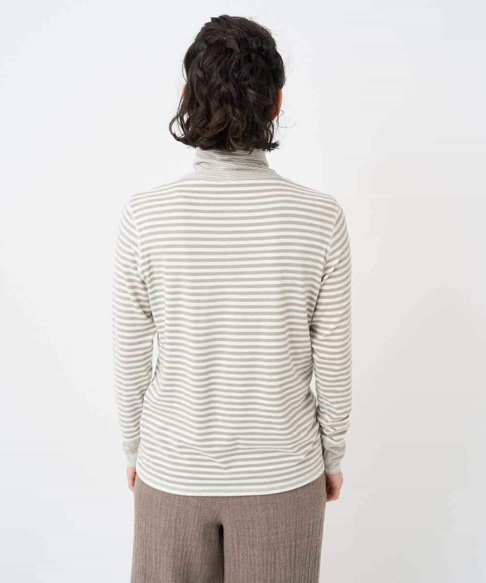 NHKAF41180 GIANNI LO GIUDICE(小さいサイズ)(メゾン ドゥ サンク) [日本製]ラグウォームボーダーカットソー ライトグレー