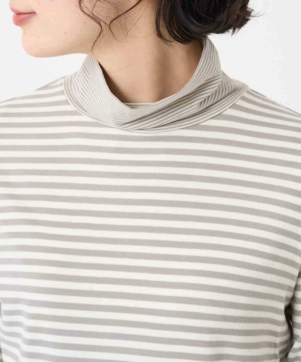 NHKAF41180 GIANNI LO GIUDICE(小さいサイズ)(メゾン ドゥ サンク) [日本製]ラグウォームボーダーカットソー ライトグレー