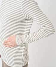 NHKAF41180 GIANNI LO GIUDICE(小さいサイズ)(メゾン ドゥ サンク) [日本製]ラグウォームボーダーカットソー ライトグレー