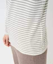 NHKAF41180 GIANNI LO GIUDICE(小さいサイズ)(メゾン ドゥ サンク) [日本製]ラグウォームボーダーカットソー ライトグレー