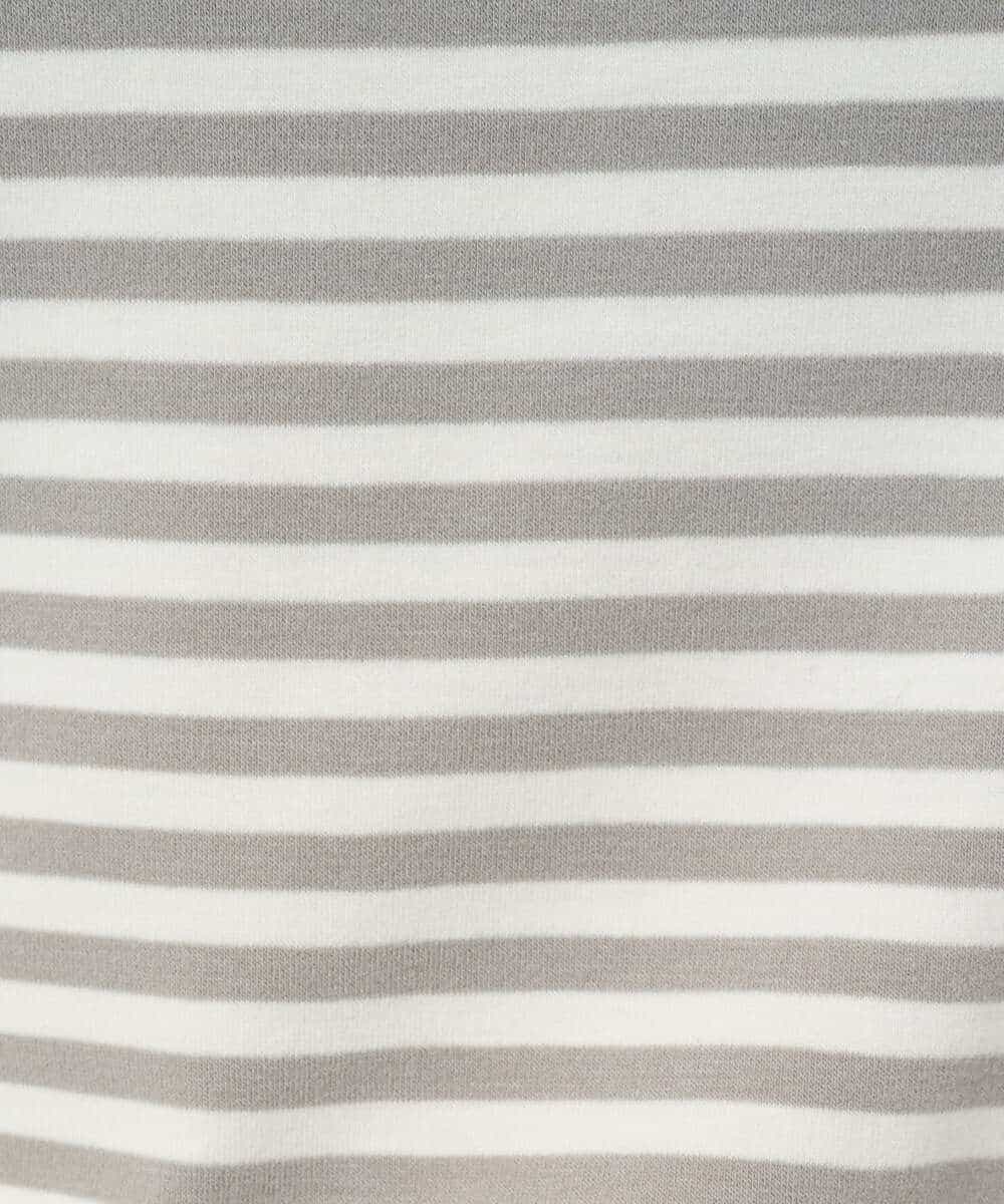 NHKAF41180 GIANNI LO GIUDICE(小さいサイズ)(メゾン ドゥ サンク) [日本製]ラグウォームボーダーカットソー ライトグレー