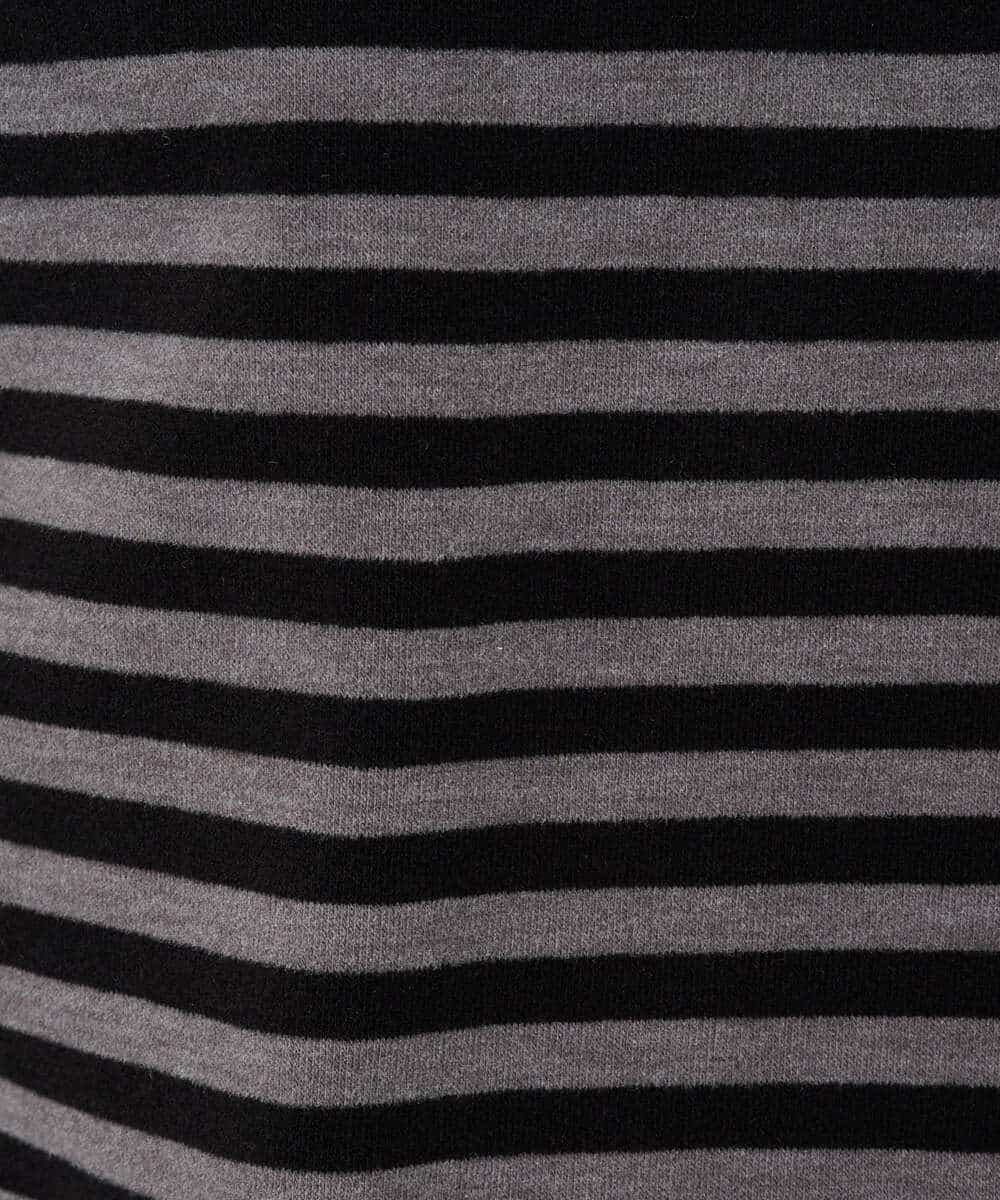 NHKAF41180 GIANNI LO GIUDICE(小さいサイズ)(メゾン ドゥ サンク) [日本製]ラグウォームボーダーカットソー ライトグレー