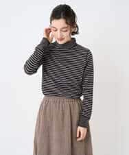 NHKAF41180 GIANNI LO GIUDICE(小さいサイズ)(メゾン ドゥ サンク) [日本製]ラグウォームボーダーカットソー ダークグレー