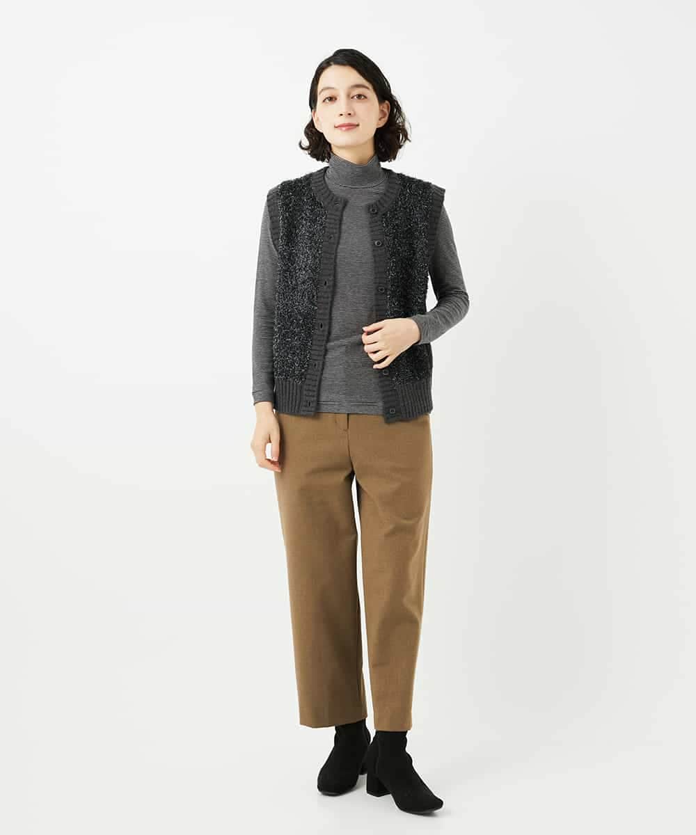 NHKAF85130 GIANNI LO GIUDICE(小さいサイズ)(メゾン ドゥ サンク) ミッププロッサムベア天ボーダー柄ハイネックカットソー ベージュ