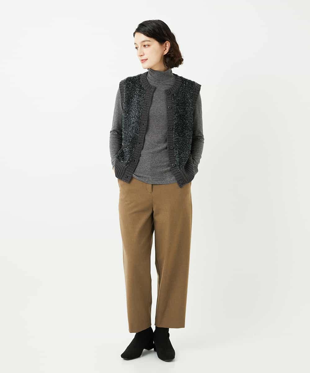 NHKAF85130 GIANNI LO GIUDICE(小さいサイズ)(メゾン ドゥ サンク) ミッププロッサムベア天ボーダー柄ハイネックカットソー ベージュ