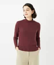 NHKAF86090 GIANNI LO GIUDICE(小さいサイズ)(メゾン ドゥ サンク) エアーコットンストライプ柄ハイネックカットソー ブラウン×レッド