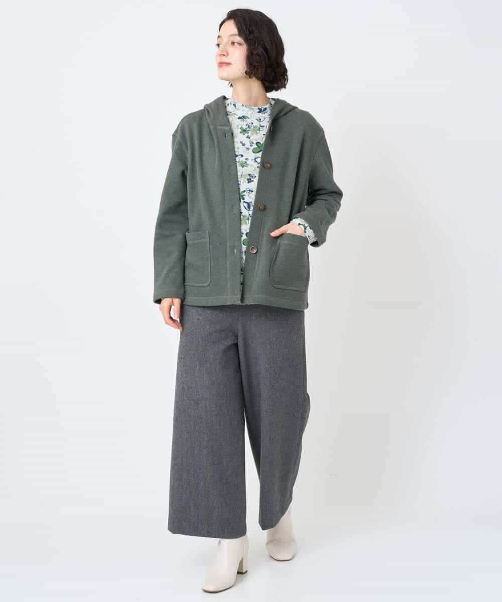 NHKAF88160 GIANNI LO GIUDICE(小さいサイズ)(メゾン ドゥ サンク) フワラープリントモックネック風プルオーバー グリーン