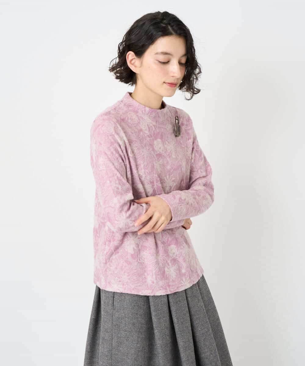 NHKAF90150 GIANNI LO GIUDICE(小さいサイズ)(メゾン ドゥ サンク) フラワー柄パイルジャガード起毛プルオーバー ブラック