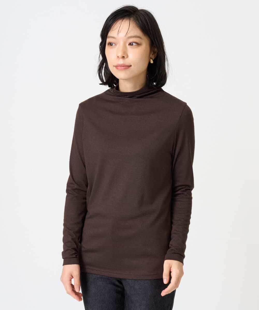 NHKAH40180 GIANNI LO GIUDICE(小さいサイズ)(メゾン ドゥ サンク) [日本製]ウールボトルネックカットソー ブラウン