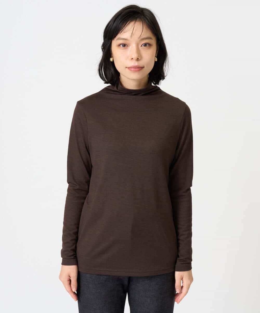NHKAH40180 GIANNI LO GIUDICE(小さいサイズ)(メゾン ドゥ サンク) [日本製]ウールボトルネックカットソー ブラウン