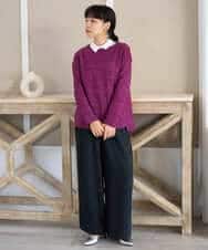 NHKAH41210 GIANNI LO GIUDICE(小さいサイズ)(メゾン ドゥ サンク) [日本製]リップルジャガードプルオーバー ライトブルー
