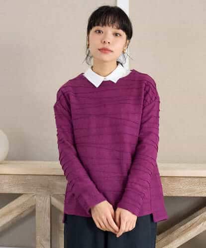 NHKAH41210 GIANNI LO GIUDICE(小さいサイズ) [日本製]リップルジャガードプルオーバー