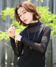 NHKAI80090 GIANNI LO GIUDICE(小さいサイズ)(メゾン ドゥ サンク) ナイロンチュールハイネックカットソー アイボリー
